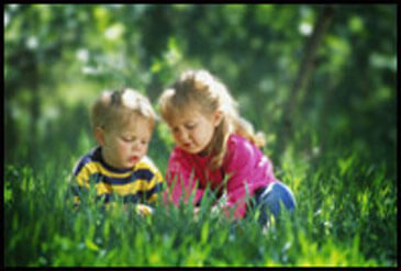 Children sitting in grass
