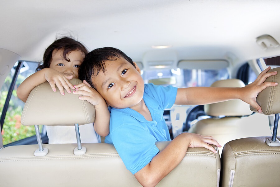 Tips for Road Trips and Car Travel with Kids, brother and sister siblings in car backseat