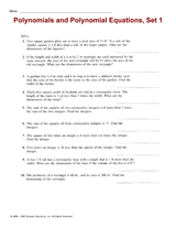 Polynomials and Polynomial Equations, Set 1