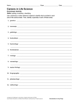 Activity: Careers in Life Science