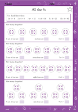 Multiplication Facts: All the 4s